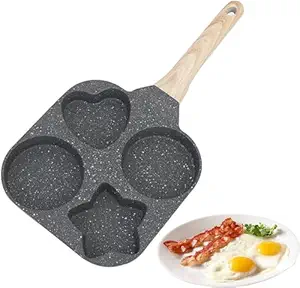 4 Hole Non stick Egg Frying Pan With Attached Woden Stick – Must-Have Gadget | Amzy Gadgets