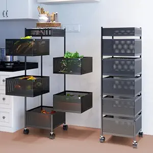 6-Tier Metal Rotating kitchen Trolley With Wheels – Must-Have Gadget | Amzy Gadgets