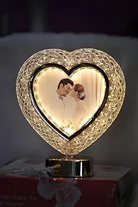 Heart Shaped Crystal Glass Photo Frame With Lights – Must-Have Gadget | Amzy Gadgets